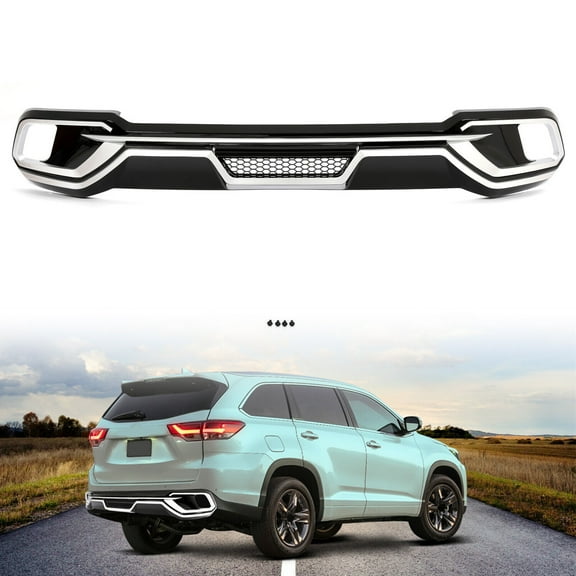 Fits Toyota Highlander 17 18 19 Rear Bumper Lip Diffuser Spoiler Guard Cover ABS