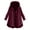 Wine, variant on Women Fashion Plus Size Casual Button Pockets High Low Long Sleeve Hooded Coat