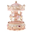 thumbnail image 1 of lionlar Resin Rotating Carousel Music Box Classical Musical Box Ornament Collectible Pink, 1 of 9
