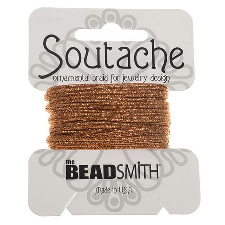 Soutache Cord - BeadSmith Textured Metallic Soutache Braided Cord 3mm Wide - Copper (3 Yards)