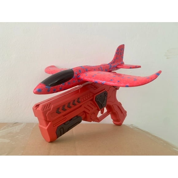 Catapult Foam Plane Gun Fire Outdoor Sports Hand Toss Flying Glider Toy Boys GGirls