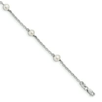 Primal Silver Sterling Silver Rhodium-plated 5-6mm Freshwater Cultured Pearl Bracelet