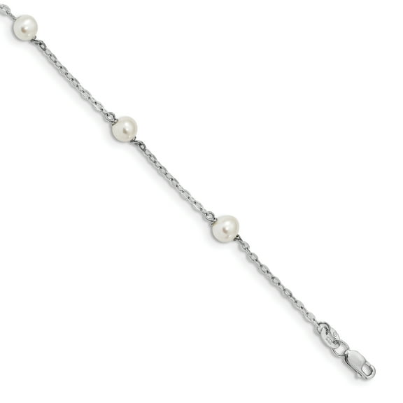 Primal Silver Sterling Silver Rhodium-plated 5-6mm Freshwater Cultured Pearl Bracelet