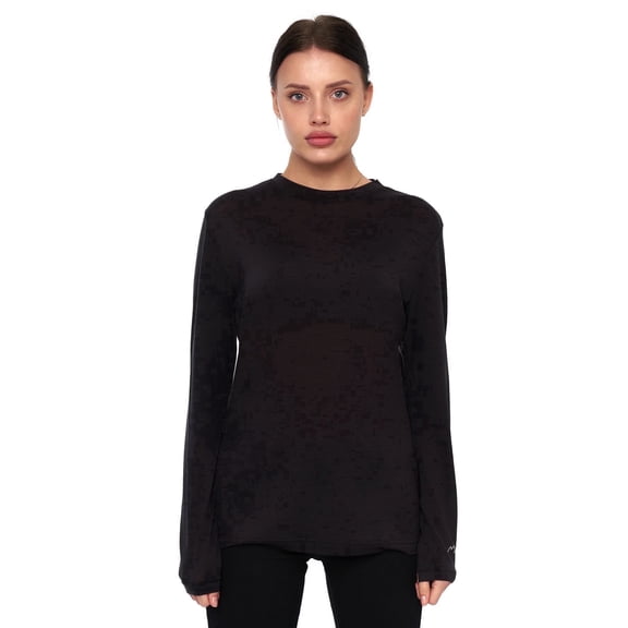 Merino.tech Women's Long Sleeve Top - 𝗘𝘃𝗲𝗿𝘆𝗱𝗮𝘆 Merino Wool Layer, XS - Black