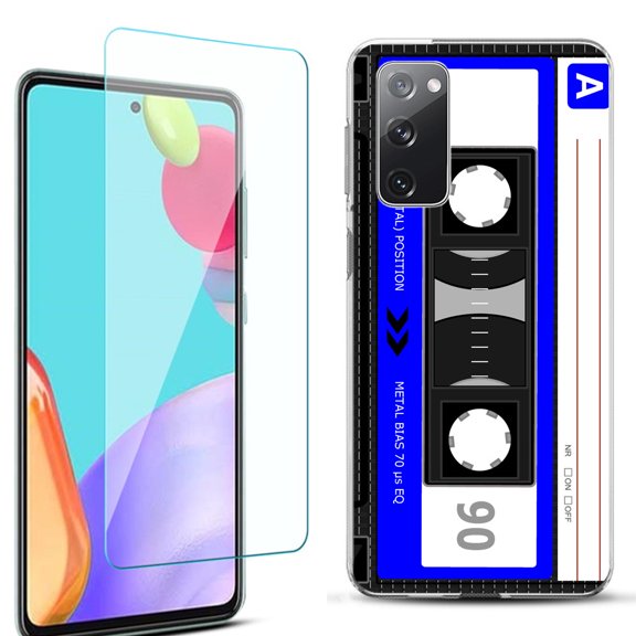 Slim-Fit Protective Phone Case for Samsung Galaxy S20 FE 5G Fan Edition, with Tempered Glass Screen Protector, by OneToughShield ® - Cassette Blue