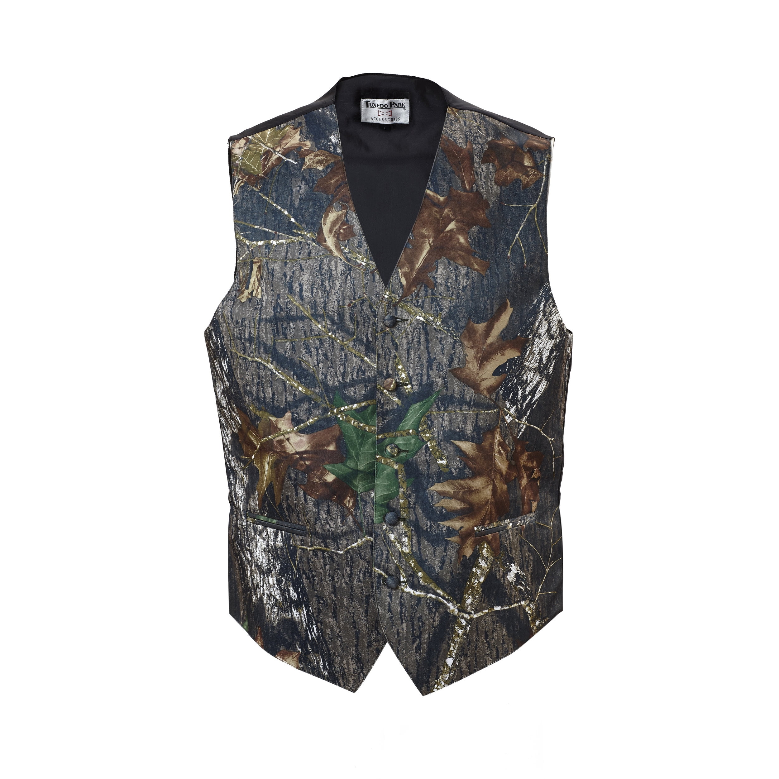 Men's Camo Vests 3 Pieces Camouflage Formal Waistcoat Vest & Tie & Bowtie Casual 