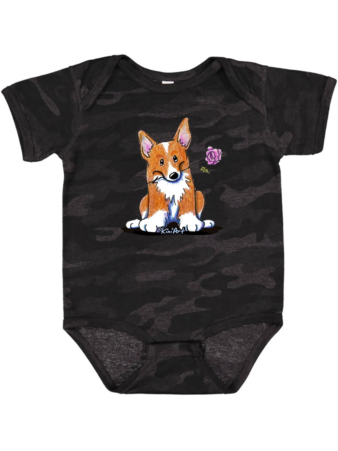 Inktastic Flower Corgi Infant Short Sleeve Bodysuit Unisex Storm Camo 6 Months Walmart Com