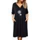 thumbnail image 1 of Gibobby Vestido de gasa de verano para mujer Vestido largo suelto informal de manga larga con capucha y estampado floral para mujer para primavera y otoño(Negro,XL), 1 of 5