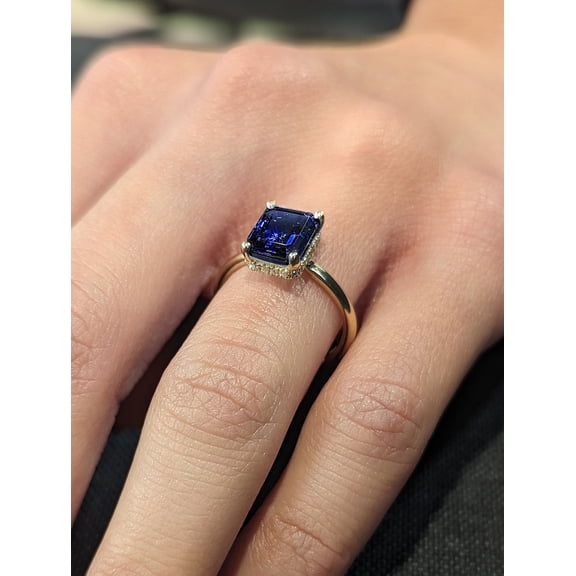 Bluebelljewels Lab Created Blue Sapphire 14K Yellow Gold Finish Silver Promise Ring