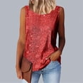 thumbnail image 7 of Staron Women's Casual Sequin Tank Top Round Neck Sleeveless Solid Basic Comfy Relaxed Party Night Out Club Tops, Red XL, 7 of 7
