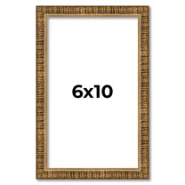 6x10 Frame Gold Kingsley Distressed Solid Wood Picture Frame Width 0.75 Inches | Interior Frame