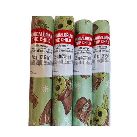 Star Wars Baby Yoda Wrapping Paper Jumbo Rolls, Birthday Christmas All Occasion Holiday Mandalorian Child Gift Wrap Roll Sheets Party Supplies Gifts Xmas Decorations(25 Sq Ft, 1 Roll)