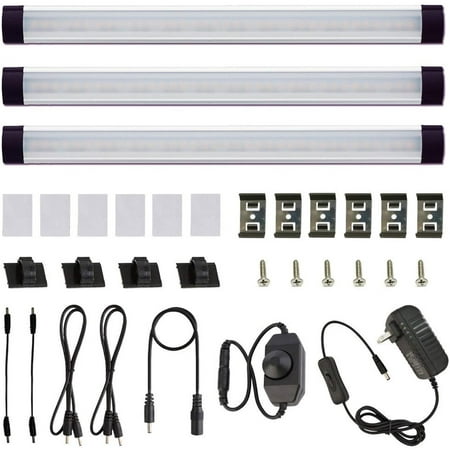 

AIBOO Dimmable LED Under Cabinet Lighting Under Counter LED Light Bar Linkable Kit with Rotary Dimmer Switch Kitchen Counter Showcase Shelf Lighting 3 Panel Kits 9W (Daylight White)