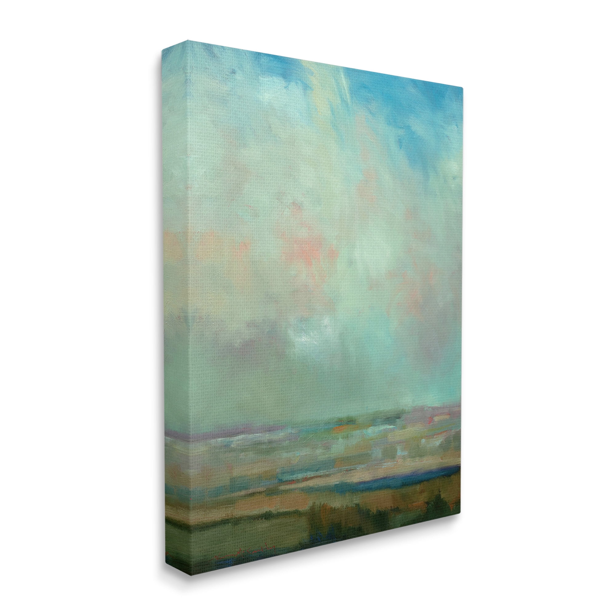 Stupell Industries Blue Abstract Scenery Landscape Painting Gallery Wrapped Canvas Art Print Wall Art, 16 x 20