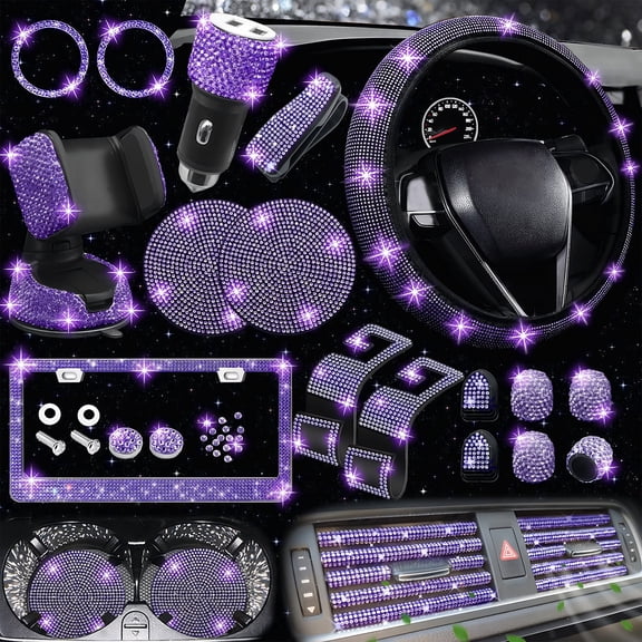 Laptom Max Purple, 1 mm, Universal Fit Cover, Rhinestone Steering Wheel Cover