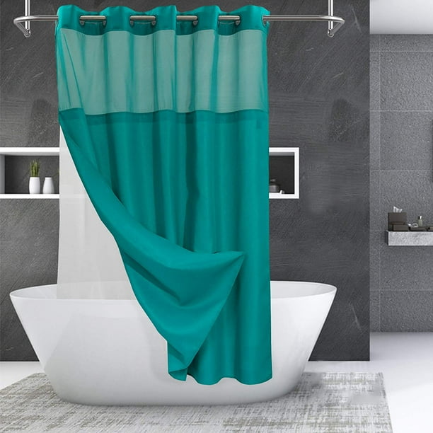 No Hooks Needed Shower Curtain with Snapin PEVA Liner Set Hotel