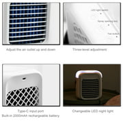 Portable Air Conditioner Rechargeable Air Cooler Fan Air Conditioner Fan with Function Cooling Humidifier Filtration 3 Speeds Colorful Night Light - image 3 de 7