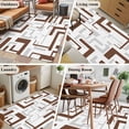 thumbnail image 6 of Brown Geometric Stripes Washable Area Rugs 2.7'x5', Modern Abstract Lines Maze Low Pile Throw Living Room Rug Non-Slip Sturdy Edge Binding Carpet for Indoor Entryway Bedside Kitchen, 6 of 9
