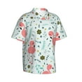 thumbnail image 3 of Xecao Cute Flamingo print Hawaiian shirt - a stylish short-sleeve button-down for men, perfect for casual beach and tropical outings., 3 of 9