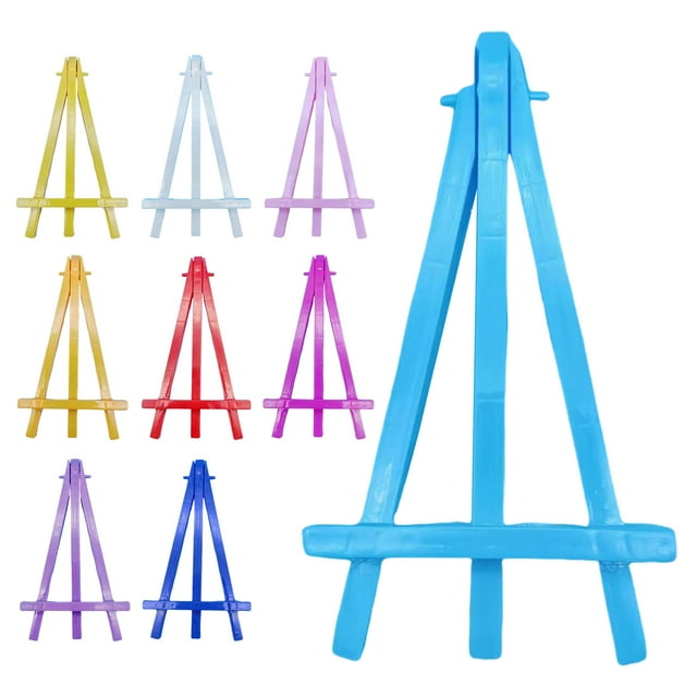 Musbetu 5Pcs Triangle Easel Mini Stand Kids Art Display Small Drawing Easel with Bright Colors 15.5cm Plastic Sketching Easel