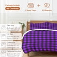 thumbnail image 6 of 3 Piece Black Purple Plaid Duvet Cover Set Twin Size, Microfiber Comforter/Quilt Cover with Corner Ties and 2 Pillowcases, Farmhouse Simple Buffalo Checked All Season Soft Bedding with Zipper Closure, 6 of 8