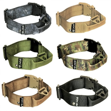 HEAVY DUTY Military Army Tactical Dog Collar HANDLE Width 1.5in Plastic Buckle with TAG HOLE sz M: Neck 12