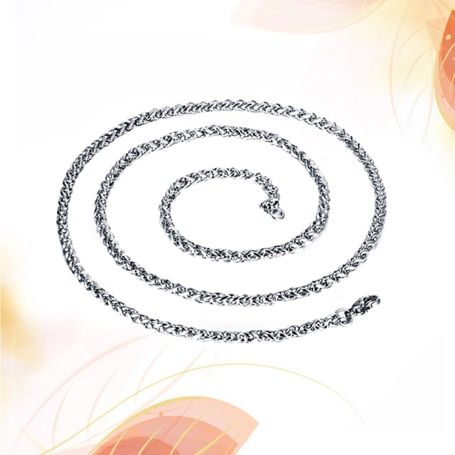 Collar de acero de titanio para hombre de 3 mm con delicada cadena plateada, 55 cm de largo.