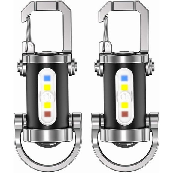 2PCS Portable Rechargeable Bright Keychain, Super Bright Mini Keychain Flashlight with Type-C Charging, LED Keychain Light for Camping Hiking Emergency