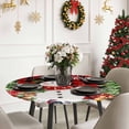 thumbnail image 6 of Christmas Tree Elk Snowflake Fitted Round Tablecloths Table Covers 45"-54",Waterproof Table Cloth for Kitchen Holiday Party Tables Decor, 6 of 9
