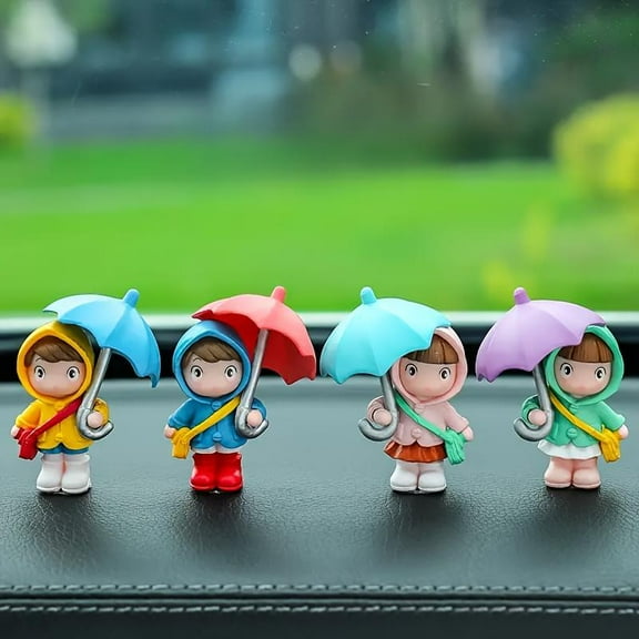4pcs/set Adorable Couple Car Decor - Charming Cartoon Figurines, Dashboard & Rearview Mirror Ornaments, Auto Interior Accessories for Boys & Girls