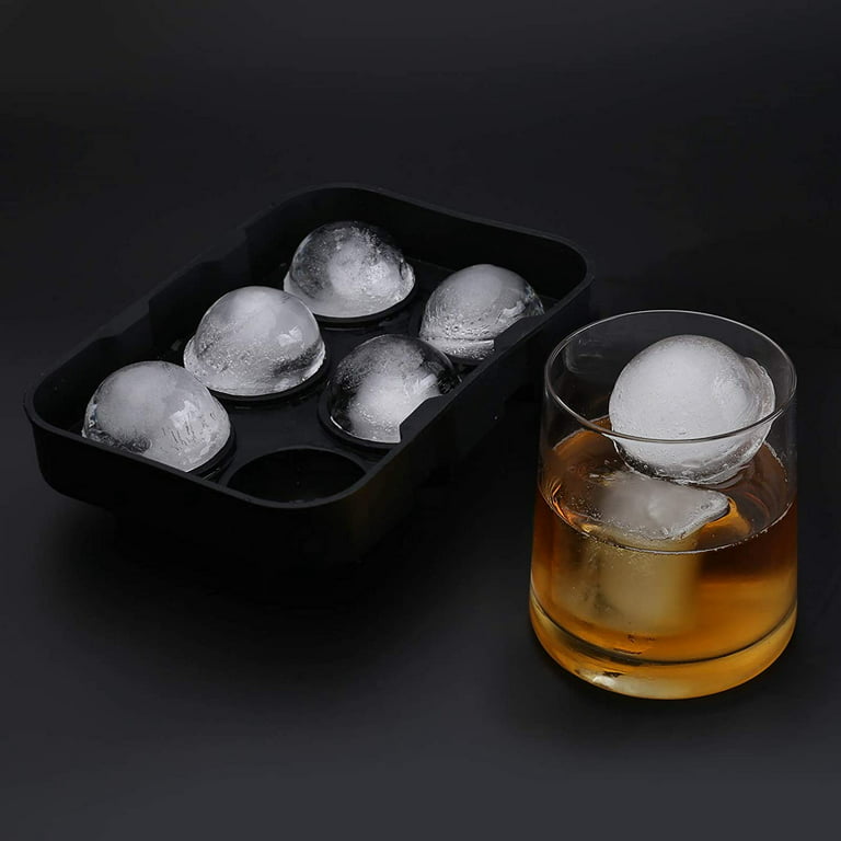 2PCS Ice Cube Trays, Silicone Square Ice Cube Mold for Whisky & Large Sphere  Ice Ball for Bourbon & Cocktail, with Funnel & Lids, Easy Release To Keep  Drinks Chille, Reusable 