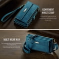 thumbnail image 7 of Dteck Wallet Case with Tempered Glass Screen Protector for Samsung Galaxy S25,Magnetic Leather RFID Blocking Card Slots Case Stand Bag Cover with Crossbody and Wrist Strap for Women Girls,Green, 7 of 7