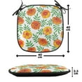 thumbnail image 4 of Floral Chair Seating Cushion Set of 6, Orange Tagetes Marigold Flowers Pattern with Leaves Nature Composition, Seat Pads for Office with Anti-slip Backing, 16"x16", Vermillion and Green, by Ambesonne, 4 of 7