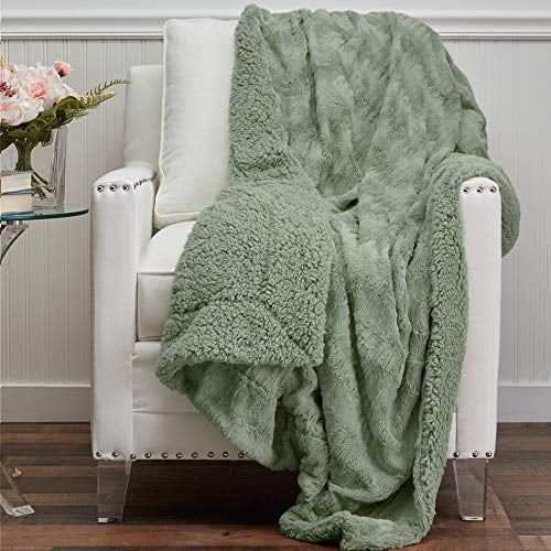 New White Smoke Throws Blanket Rollmink Snug Throws Fux Fur Soft Bed Sofa Throw 