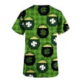 thumbnail image 5 of Fiudx Ofertas Flash Del Día Solo En Línea Blusa de Manga Corta con Cuello En V para Mujer, Blusa con Bolsillos Estampados para El Día de San Patricio, Enfermería, 5 of 5