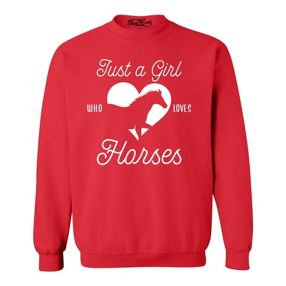 Shop4Ever Men's Just A Girl Who Loves Horses Crewneck Sweatshirt XX-Large Red