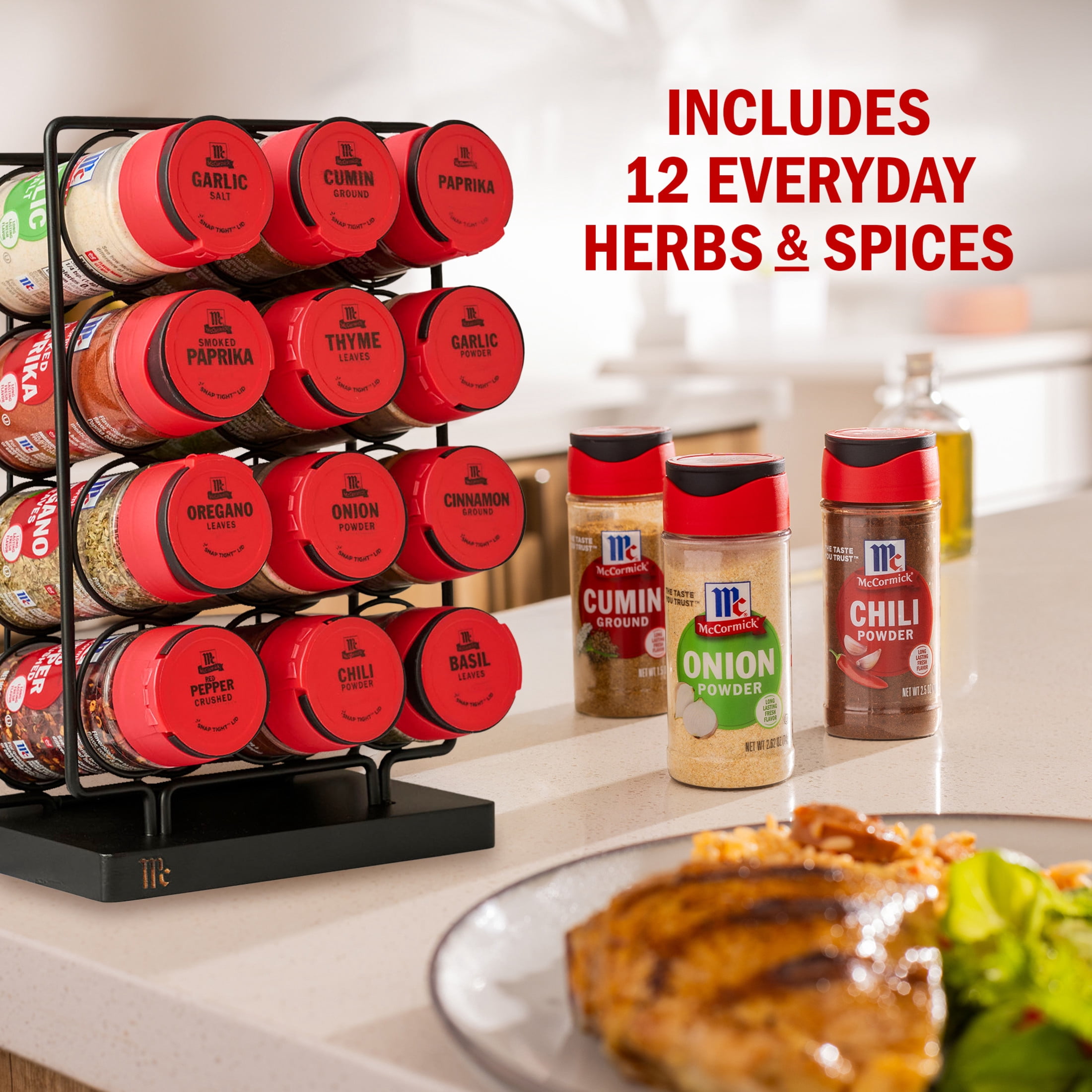 McCormick Black Metal 12 Count Spice Rack, 23.5 oz Multipack