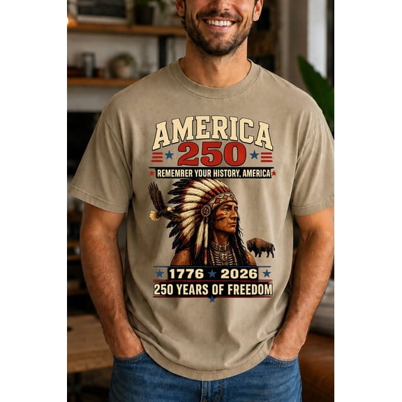 America 250 Shirt, 250 Years of Freedom Tee, Native American Heritage Patriotic USA Anniversary T-Shirt