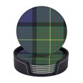 thumbnail image 1 of Posavasos de cuero de 6 piezas, posavasos de tartán del clan Muir para bebidas, posavasos para tazas, regalo de inauguración de la casa, ideal para la decoración del hogar, 1 of 7