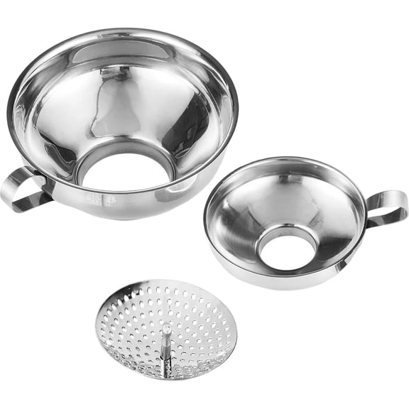 Kitchen Funnel Set | Stainless Steel Funnel with Strainer | Wide Mouth Funnel for Canning Supplies | Mason Jar Funnel for Kitchen Use