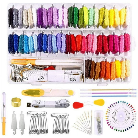Miuline 158pcs Embroidery Floss Kit,57 Color Embroidery Threads Floss Cotton Cross Stitch Threads Tool Kits with 30pcs Embroidery Needles for Knitting,DIY Making Cross Stitch