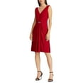 thumbnail image 1 of Lauren Ralph Lauren Robes pour Femmes pour Occasions Spéciales Écarlate - Robe Rouge Écarlate à Accent Cristal, Froncée, Sans Manches, Ligne A - Femmes, 1 of 4