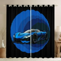 jejeloiu Race Car Blackout Curtains Set of 2 (52x84 Each),Speed Extreme Sport Window Curtains,Black Blue Curtains and Drapes For Boys,Ultra Soft Home Decor