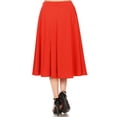 thumbnail image 3 of Women's A-Line Pleats High Waist Elastic Band Comfy Solid Midi Skirt S-3XL, 3 of 4