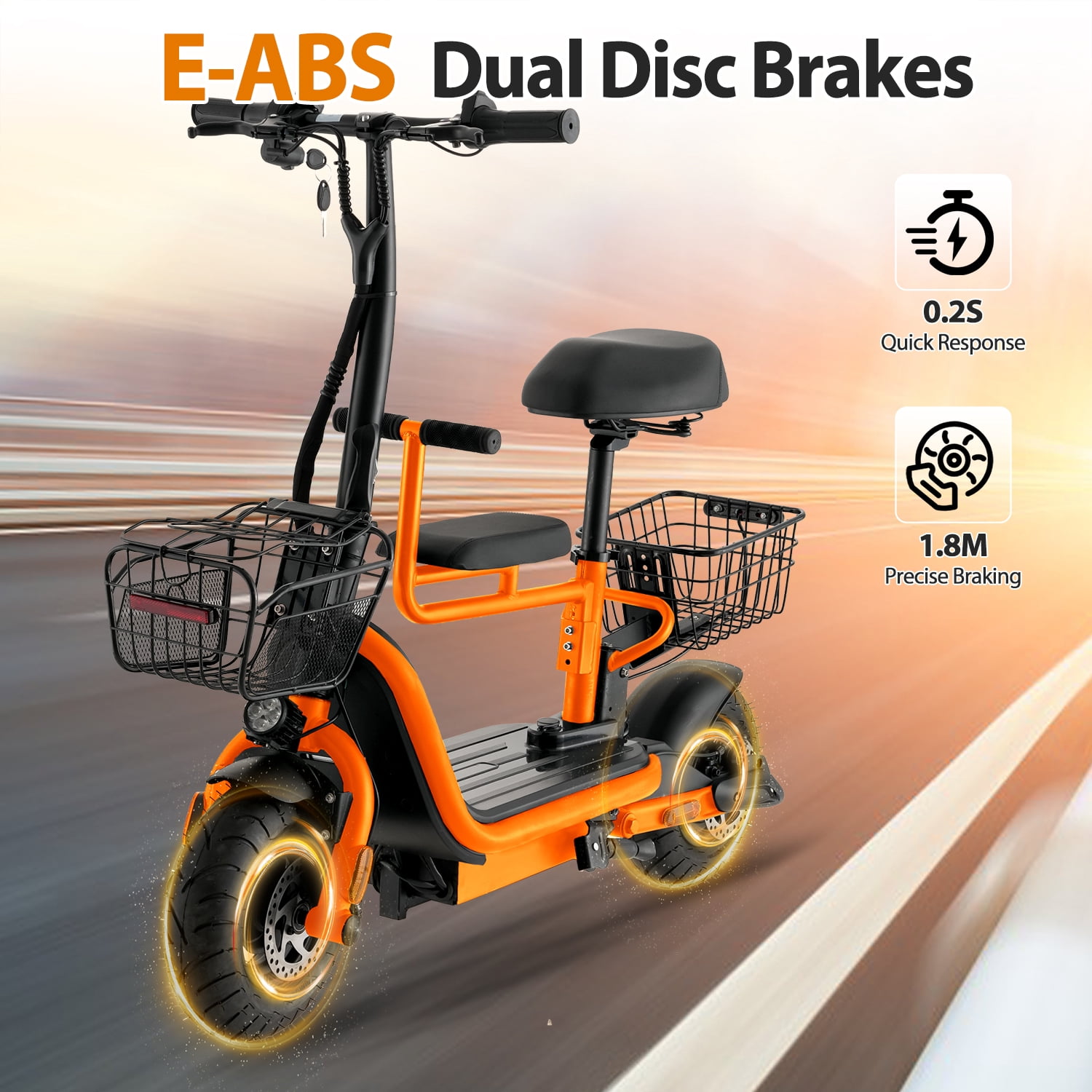 Skeri Electric Scooter for Families – Parent & Child Seats, Dual Storage Baskets,Foldable Handlebar Family Electric Scooter with Bright Front/Rear Lights, 750W 20MPH 25 Mile Distance