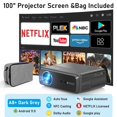 thumbnail image 1 of 4K HDR LED Smart Projector Full HD 1080P 5G WiFi Android 11 TV Portable Home Theater Projetor 3D Auto Focus with Dolby Audio, 1 of 5