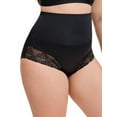 thumbnail image 4 of INSPIRE CHIC Women's Plus Size Lace Trimmed Briefs Underwear Tummy Control High Waisted Soft Breathable Full Coverage Panties XL Black, 4 of 5