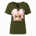 thumbnail image 6 of Sexlip Womens Short Sleeve Top V Neck Mask Print Loose Sleeve Design Soft Fabric for Casual Outings Green L, 6 of 7