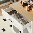 thumbnail image 7 of YIYADO 80" Extendable Kitchen Island with Dining Table, Wood Grain Countertop, Built-In Power Outlet, Mobile Cart with Storage Cabinet and 2 Drawers, White, 7 of 7