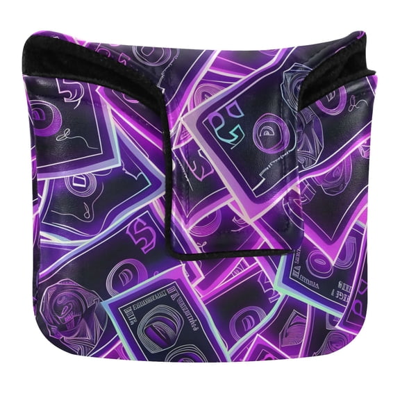Haosy Neon Dollar Bills Golf Mallet Putter Cover Strong Magnetic Leather Golf Club Headcover Closure